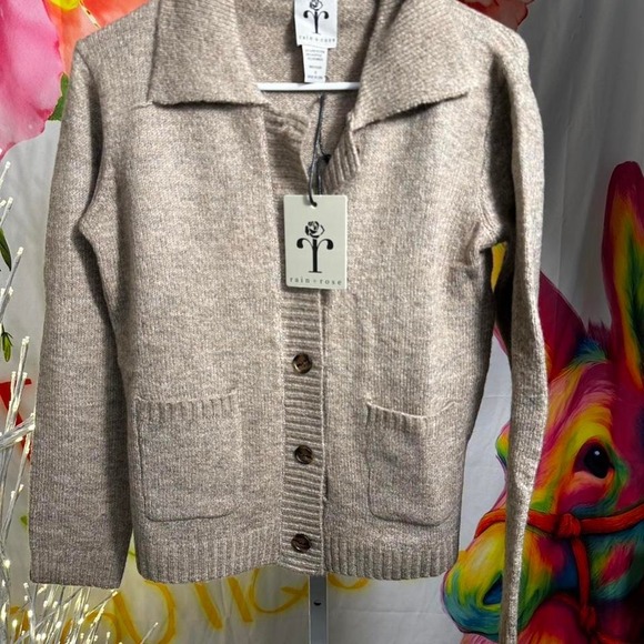 Sweaters - W79. Rain + Rose grey cardigan with pockets and buttons